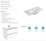 Fienza Tcl90Zbl Dolce 900Mm Fingerpull Satin Black Wall Hung Vanity Left Draws - Special Order Units