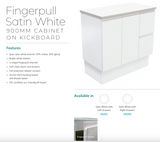 Fienza Dolce Tcl90Zkr 900Mm Fingerpull Matte White Vanity With Kickboard Right Drawers - Special