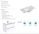 Fienza Dolce Tcl90Zkl 900Mm Fingerpull Matte White Vanity With Kickboard Left Drawers - Special