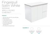 Fienza Dolce Tcl90Zr 900Mm Ceramic Wall Hung Finger Pull Satin White Vanity One Tap Hole Right Hand