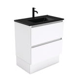 Fienza 750Mm Tclb75Qk Dolce Matte Black Quest Vanity On Kickboard White - Special Order Units