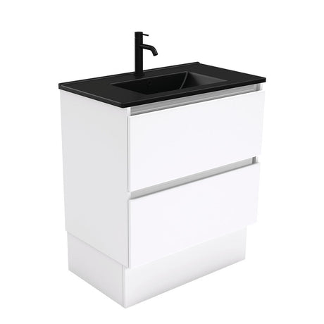 Fienza 750Mm Tclb75Qk Dolce Matte Black Quest Vanity On Kickboard White - Special Order Units