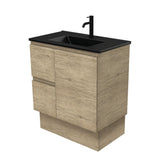 Fienza Dolce Tclb75Skl 750Mm Matte Black Scandi Oak Vanity With Kickboard Left Drawers - Special