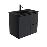 Fienza Dolce Tclb75Zbr 750Mm Matte Black Satin Wall Hung Vanity Right Drawers - Special Order Units