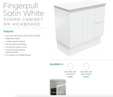 Fienza 900Mm Tclb90Zkl Dolce Matte Black Fingerpull Satin White Vanity On Kickboard Left Drawers -