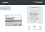 Crossray TCS4FL Infrared 4 Burner In-Built BBQ, Stainless Steel