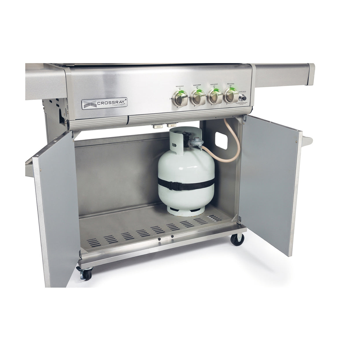 Crossray TCS4PL Infrared 4 Burner Trolley BBQ, Stainless Steel