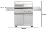Crossray TCS4PL Infrared 4 Burner Trolley BBQ, Stainless Steel