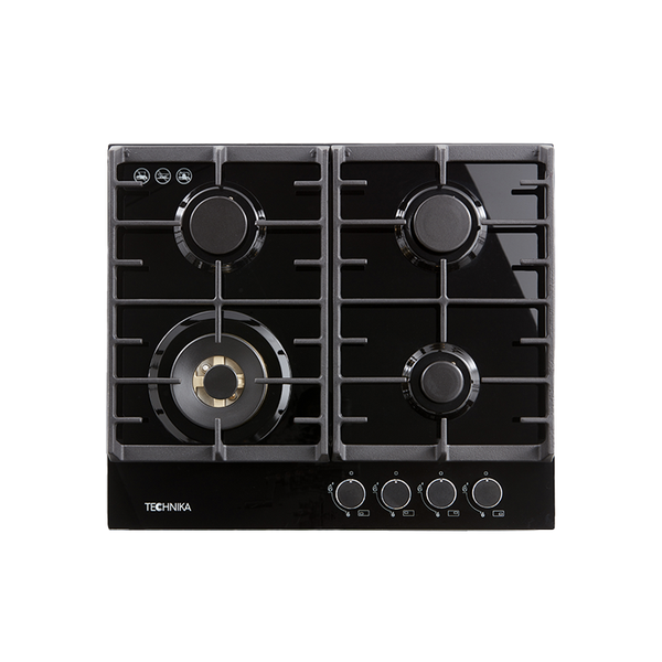 Technika TGC6GBK 60cm Black Glass Gas Cooktop