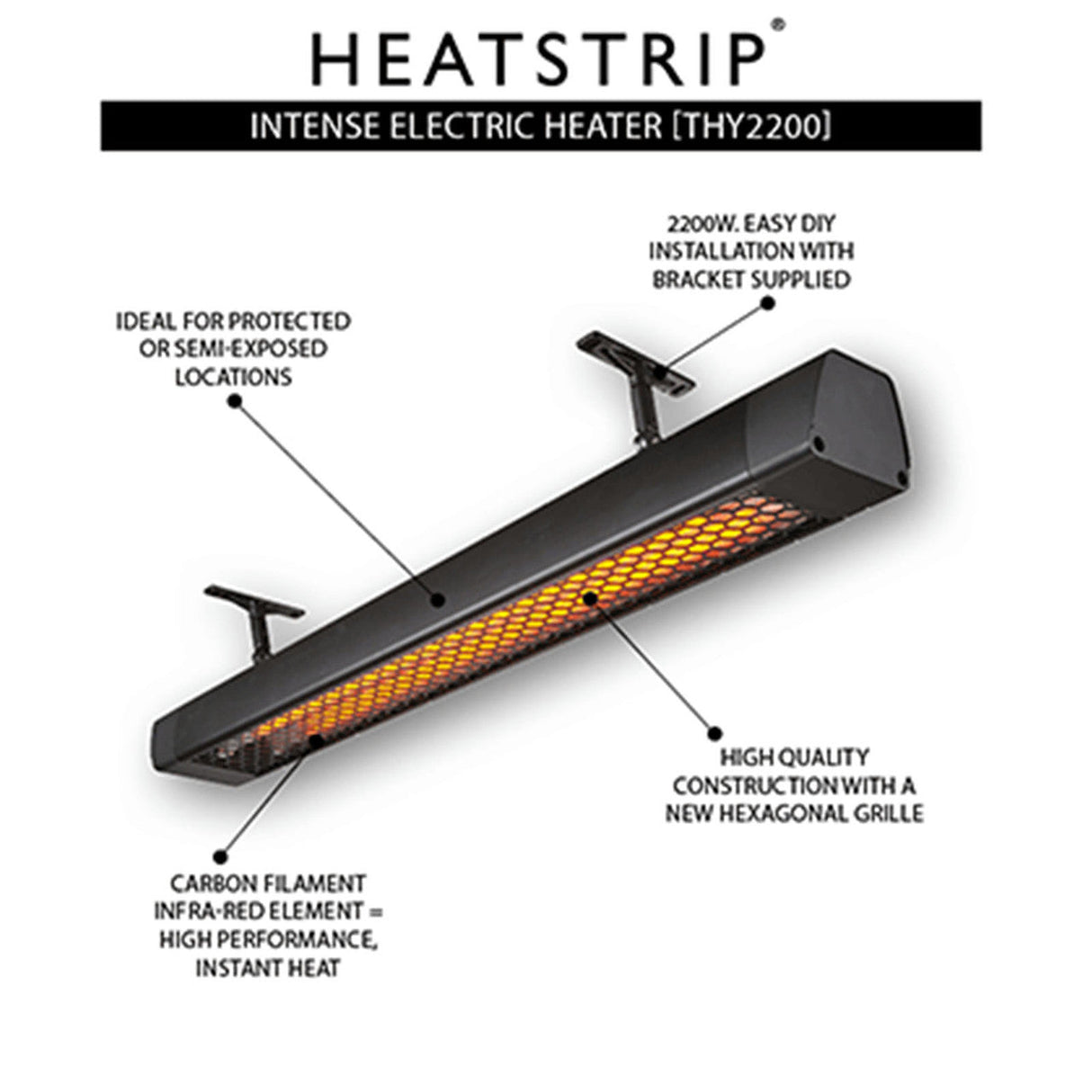 Heatstrip THY3200 3200W Infrared Radiant Black Heater