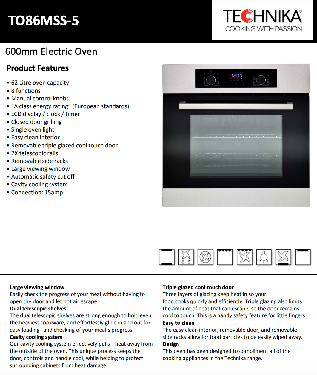 Technika TO86MSS-5 60cm Electric Stainless Steel Oven – Clearance Discount