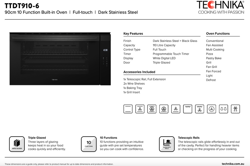 Technika TTDT910-6 90cm Electric Black Glass Built in Oven – SA ...