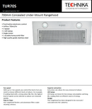 Technika TUR70S 70cm Stainless Steel Undermount Rangehood