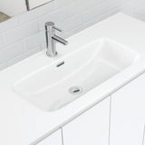Fienza JOL75JL 750mm Joli Uni Wall Hung Vanity with Handles, Left Drawers, 1 Taphole, Gloss White