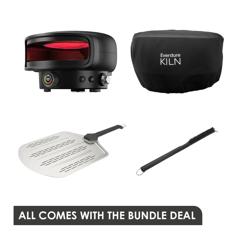 Everdure BDD-KILNPBLACK KILN P Series Portable Pizza Oven Essential Bundle - Black