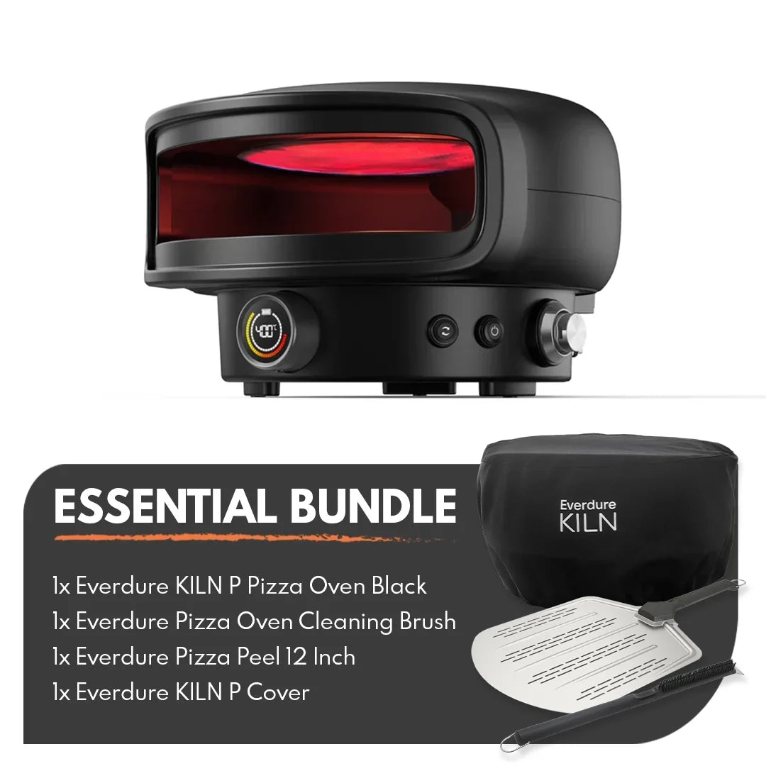 Everdure BDD-KILNPBLACK KILN P Series Portable Pizza Oven Essential Bundle - Black