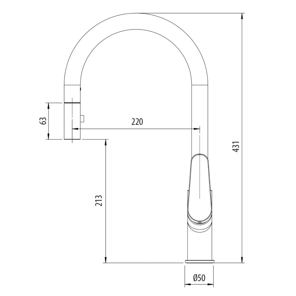 Oliveri Verona Pullout Gooseneck Sink Mixer, Gunmetal, VA306505GM-P