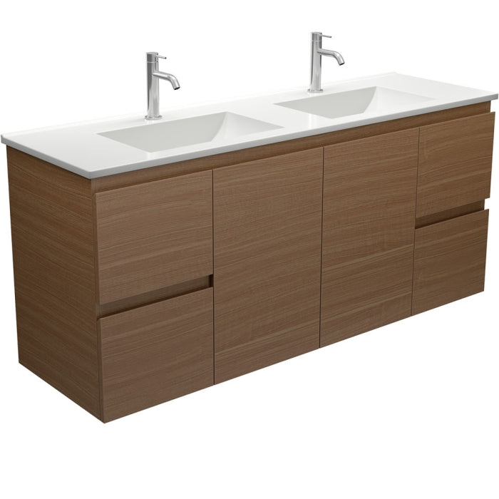 Vanessa VAN150WAD Edge Walnut 1500 Double Bowl Wall Hung Vanity
