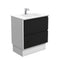 Fienza VAN75BBWK Vanessa Amato 750 Satin Black Vanity On Kickboard, Satin White Panels