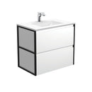 Fienza VAN75BWF Vanessa Amato 750 Satin White Wall-Hung Vanity, Matte Black Frames