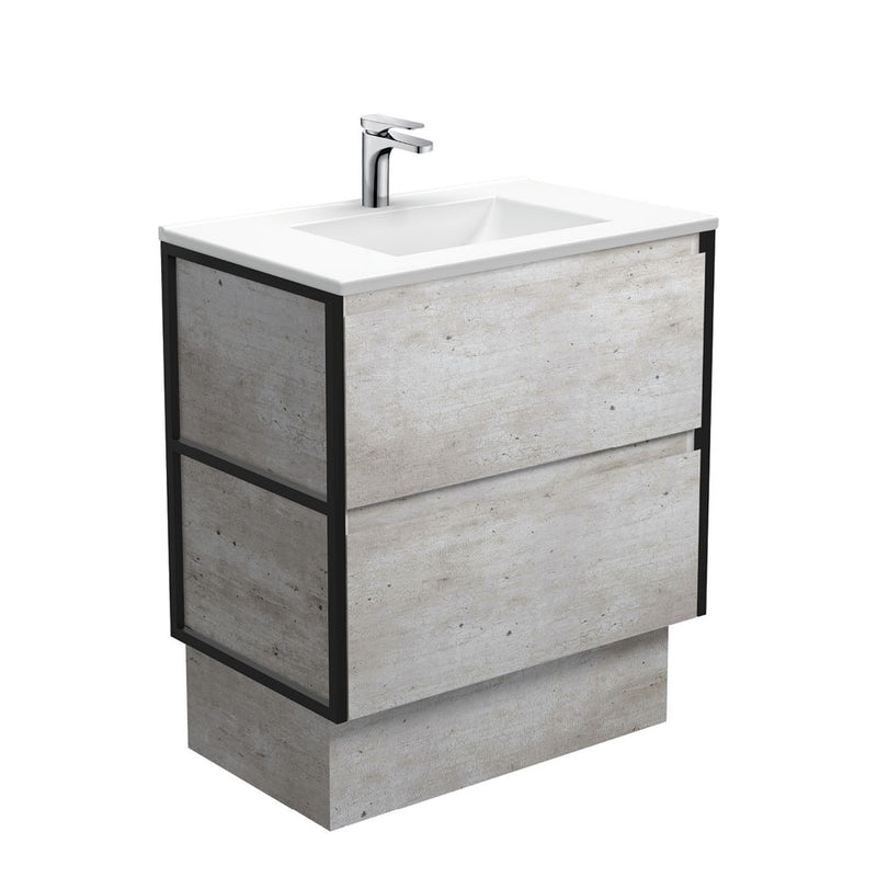 Fienza VAN75BXFK Vanessa Amato 750 Industrial Vanity On Kickboard, Matte Black Frames