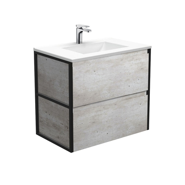 Fienza VAN75BXF Vanessa Amato 750 Industrial Wall-Hung Vanity, Matte Black Frames