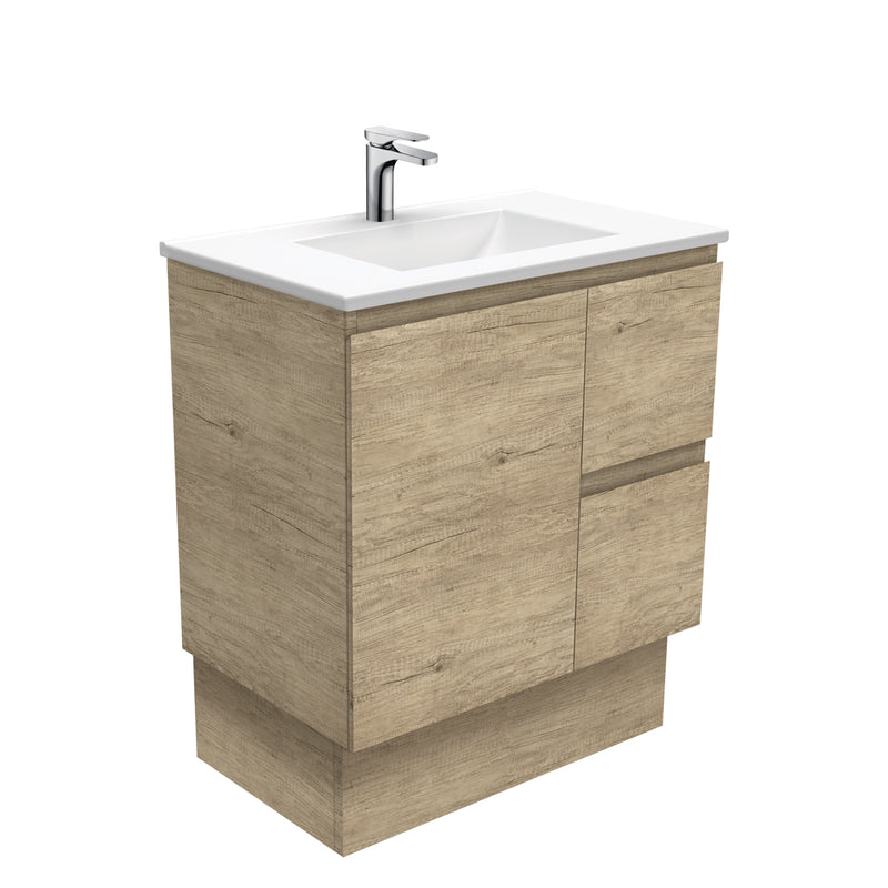 Fienza VAN75SKR Vanessa Fingerpull Scandi Oak 750 Vanity on Kickboard, Right Drawers - Special Order