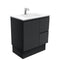 Fienza VAN75ZBKR Vanessa Fingerpull Satin Black 750 Vanity on Kickboard, Right Drawers - Special Order