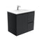 Fienza VAN75ZBR Vanessa Fingerpull Satin Black 750 Wall-Hung Vanity, Right Drawers