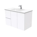 Fienza VAN90FL Vanessa Fingerpull Gloss White 900 Wall Hung Vanity, Left Drawers