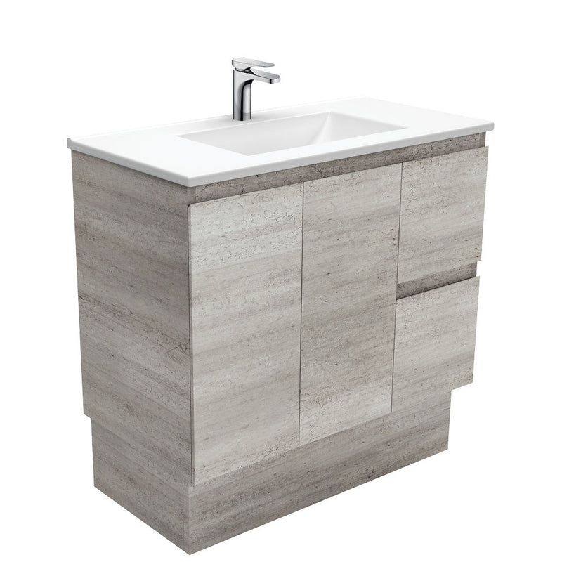 Fienza VAN75XKR Vanessa Fingerpull Edge Industrial 750 Vanity on Kickboard, Right Drawers