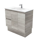 Fienza VAN75XKL Vanessa Fingerpull Edge Industrial 750 Vanity on Kickboard, Left Drawers