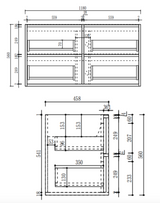 Aulic Venetta Fluted Framed Wall Hung 1200mm Vanity Harvest Oak