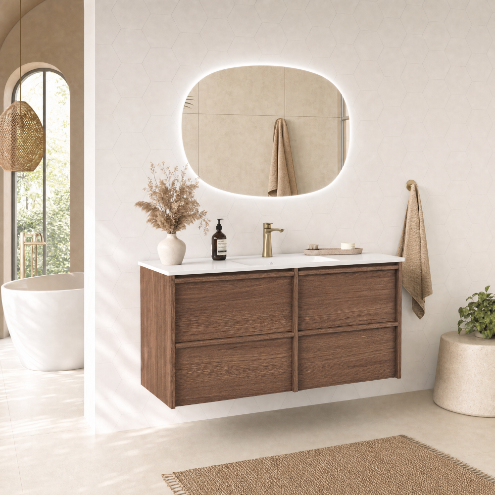 Aulic 1200mm VE1200WWN Venetta Framed Wall Hung Vanity Walnut