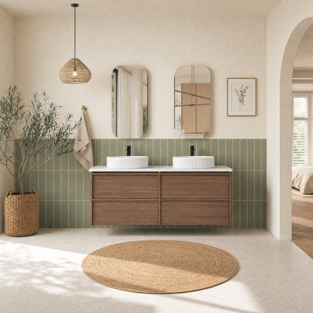 Aulic 1500mm VE1500WWN Venetta Framed Wall Hung Vanity Walnut