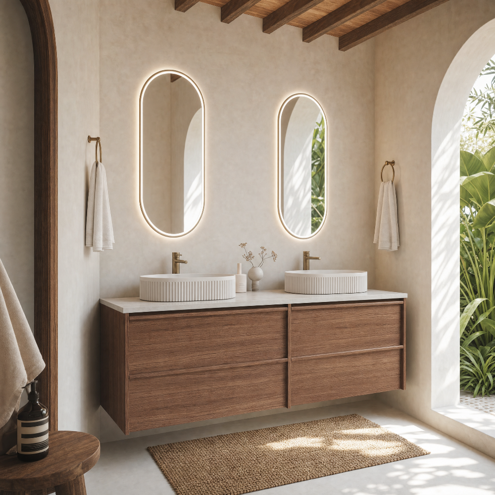 Aulic 1800mm VE1800WWN Venetta Framed Wall Hung Vanity Walnut