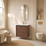 Aulic 600mm VE600WWN Venetta Framed Wall Hung Vanity Walnut