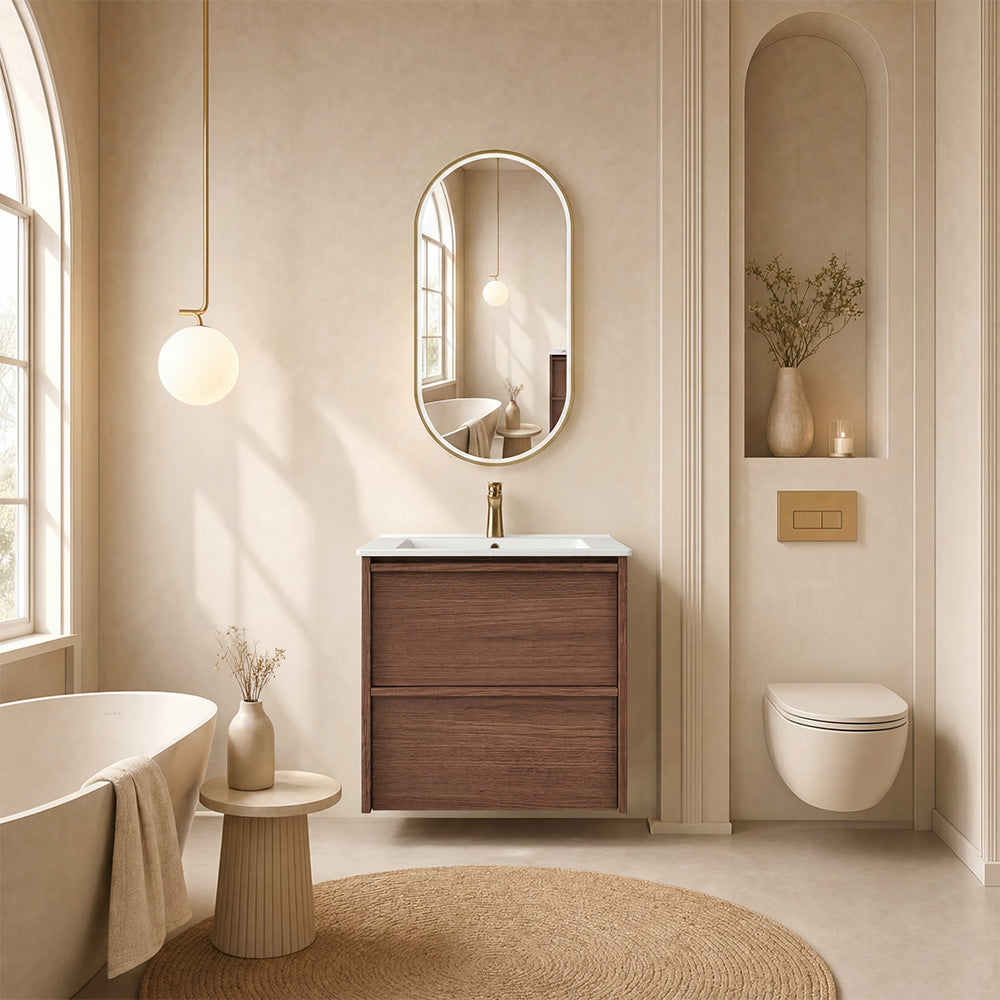 Aulic 600mm VE600WWN Venetta Framed Wall Hung Vanity Walnut