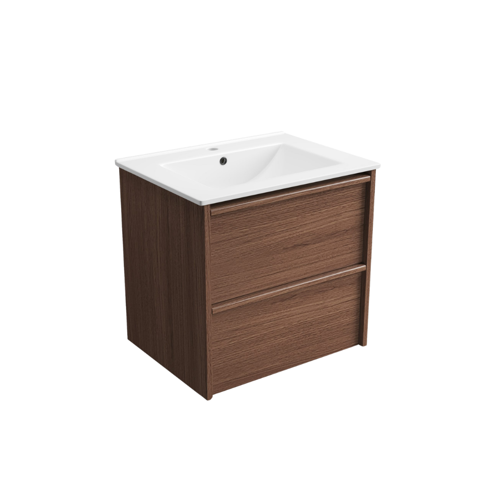 Aulic 600mm VE600WWN Venetta Framed Wall Hung Vanity Walnut
