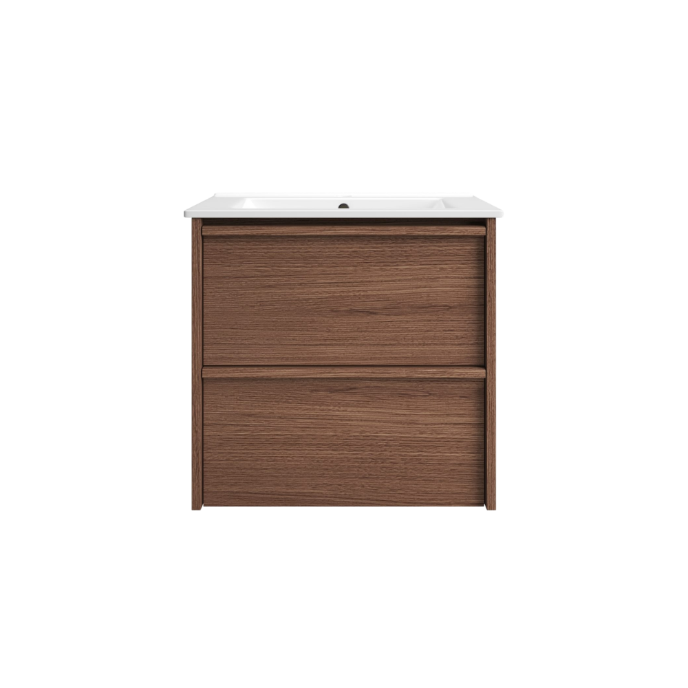 Aulic 600mm VE600WWN Venetta Framed Wall Hung Vanity Walnut