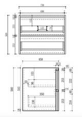 Aulic 750mm VE750WHA Venetta Framed Wall Hung Vanity Harvest Oak