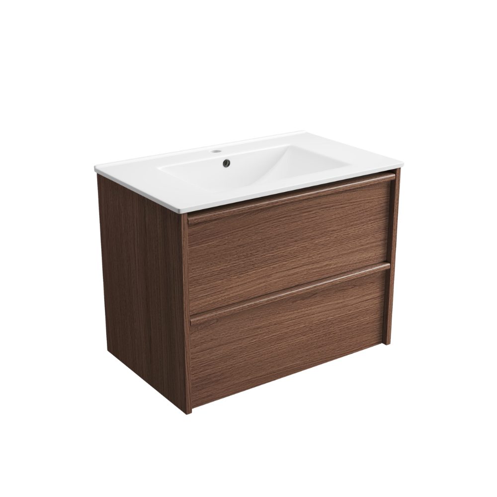 Aulic 750mm VE750WWN Venetta Framed Wall Hung Vanity Walnut