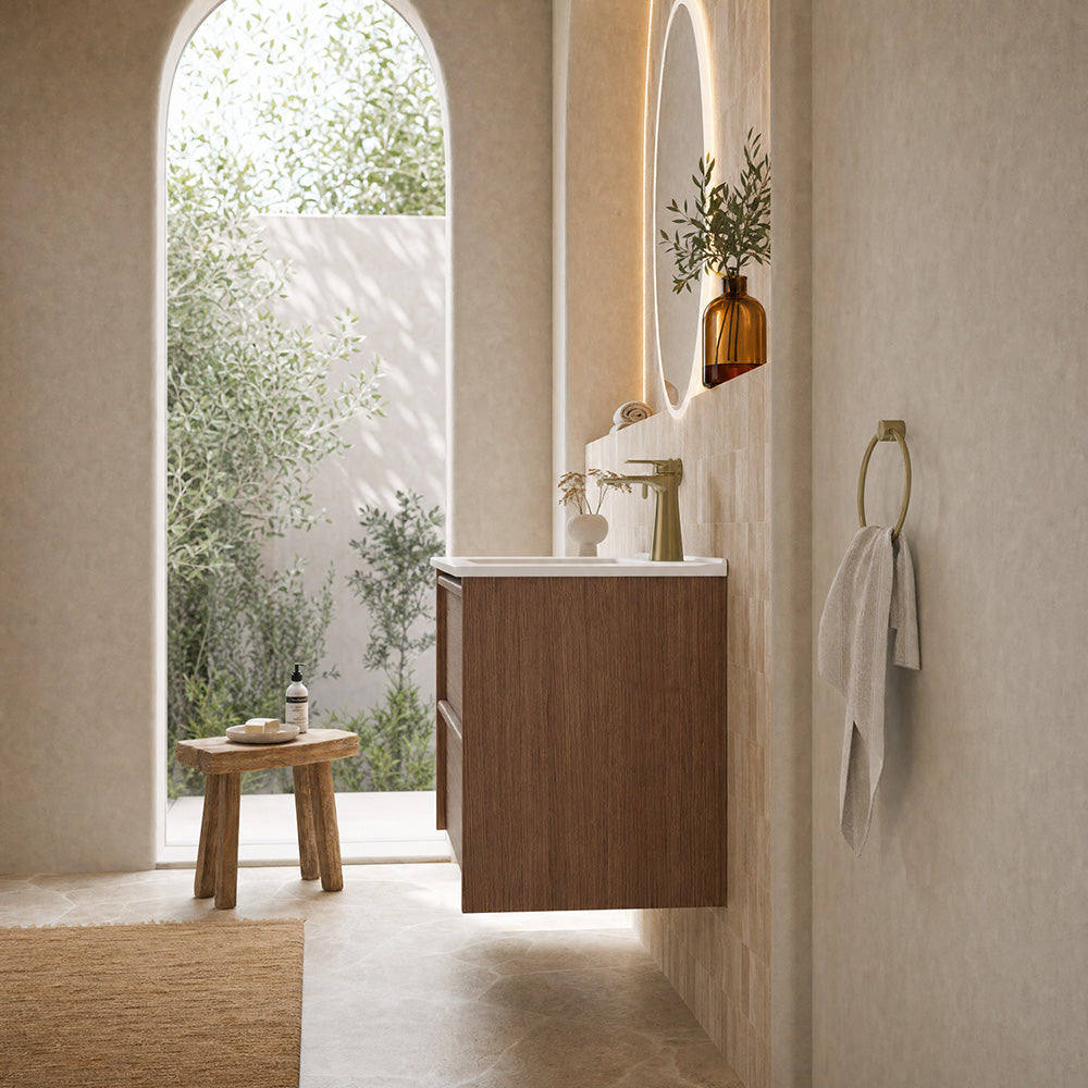 Aulic 750mm VE750WWN Venetta Framed Wall Hung Vanity Walnut