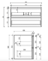 Aulic 900mm VE900WHA Venetta Framed Wall Hung Vanity Harvest Oak