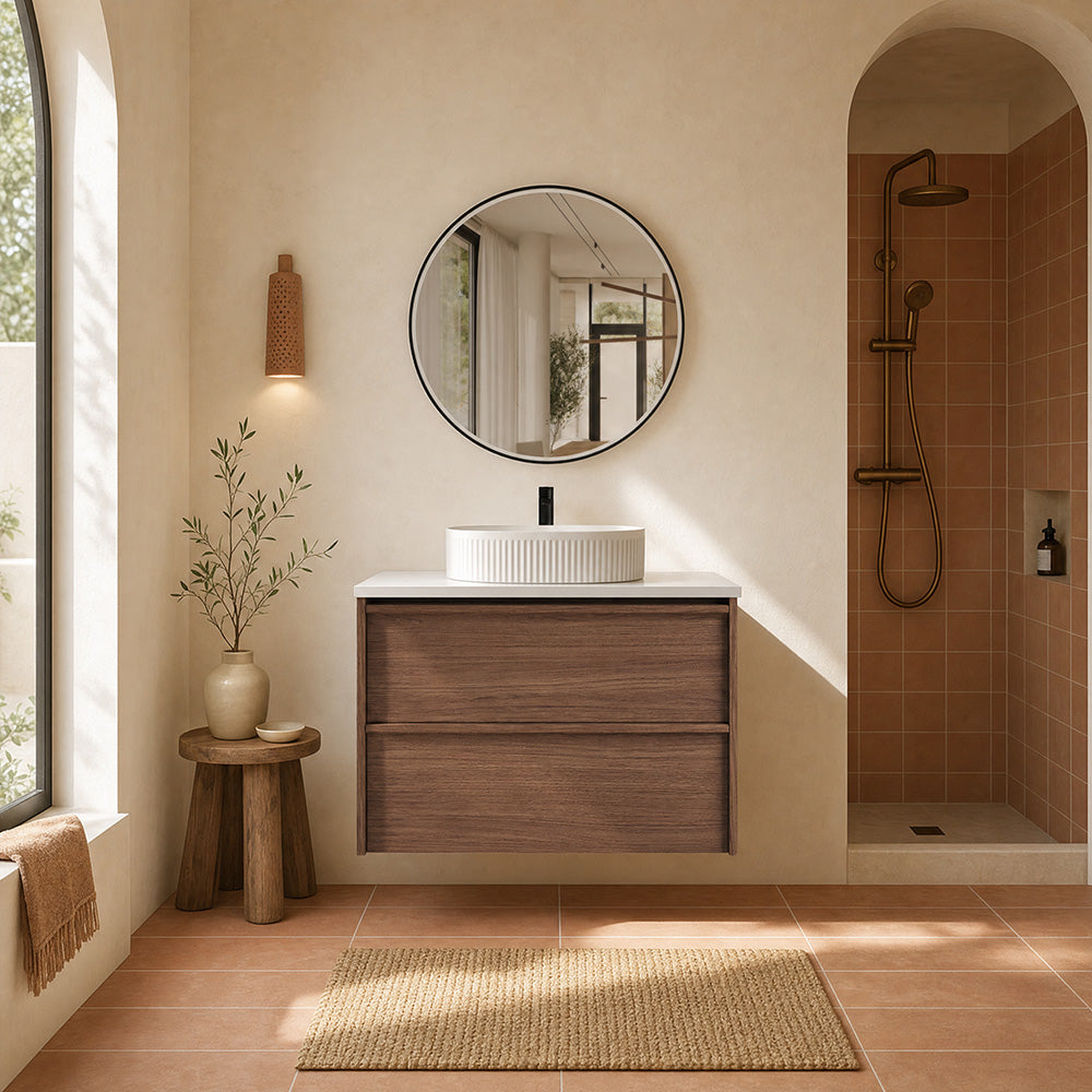 Aulic 900mm VE900WWN Venetta Framed Wall Hung Vanity Walnut