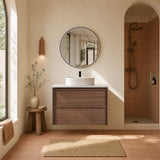 Aulic 900mm VE900WWN Venetta Framed Wall Hung Vanity Walnut