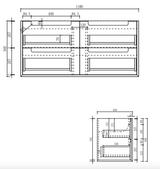 Aulic 1200mm VO1200WHA Voulari Framed Wall Hung Vanity, Harvest Oak