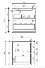 Aulic 600mm VO600WHA Voulari Framed Wall Hung Vanity, Harvest Oak