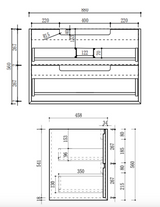 Aulic 900mm VO900WHA Voulari Framed Wall Hung Vanity, Harvest Oak