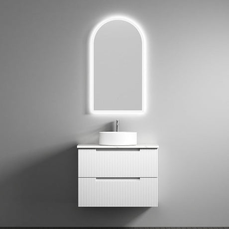 Aulic 750mm Verona Mark II White Fluted Wall Hung Vanity CAWH412-600-ST Cabinet only Vanity Units